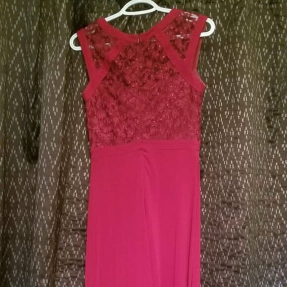 Red Formal Dress - Lace Top - Picture 3 of 7